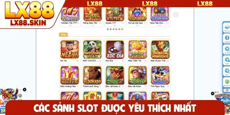 Các sảnh slot được yêu thích nhất