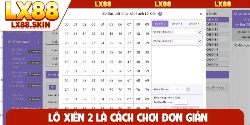 Lô xiên 2 là cách chơi đơn giản