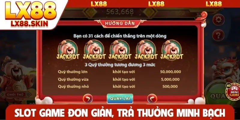 Slot game hoạt động đơn giản, trả thưởng minh bạch